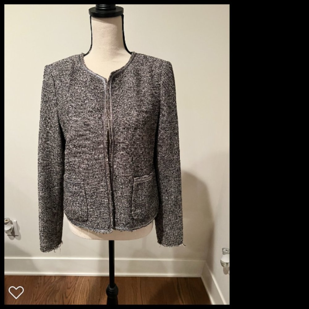 Rebecca Taylor Stretch Tweed Embellished Jacket 12 - Picture 9 of 12